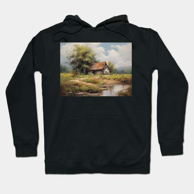 Old House by a Pond Hoodie by RosaliArt